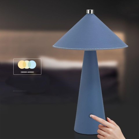 Lampka stołowa nocna V-TAC 3W LED 33cm CCT ładowanie USB-C ściemnianie niebieska skóra VT-10117 3000K-6000K 240lm
