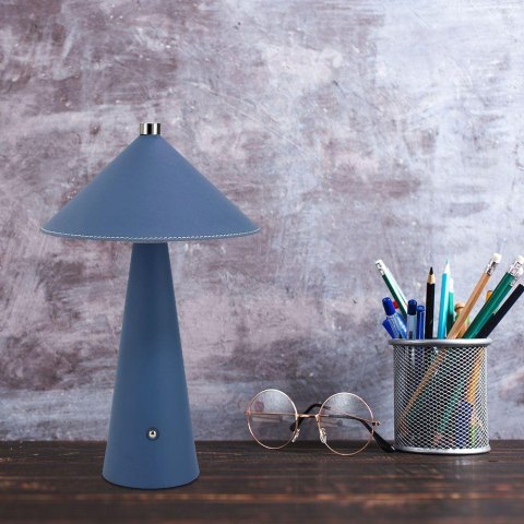 Lampka stołowa nocna V-TAC 3W LED 33cm CCT ładowanie USB-C ściemnianie niebieska skóra VT-10117 3000K-6000K 240lm