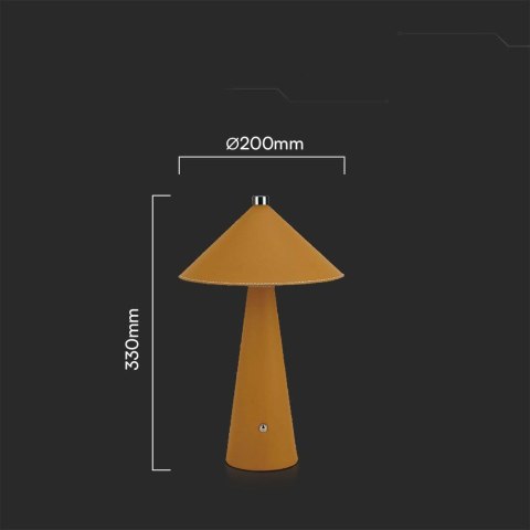 Lampka stołowa nocna V-TAC 3W LED 33cm CCT ładowanie USB-C ściemnianie żółta skóra VT-10117-Y 3000K-6000K 240lm