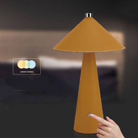 Lampka stołowa nocna V-TAC 3W LED 33cm CCT ładowanie USB-C ściemnianie żółta skóra VT-10117-Y 3000K-6000K 240lm