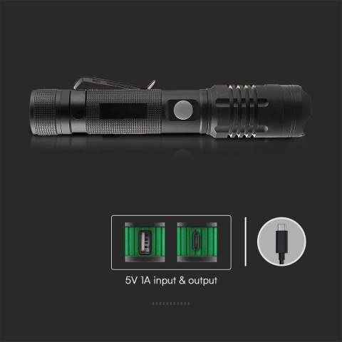 Latarka ręczna V-TAC LED 10W SMD ładowanie USB-C IP54 VT-9910 1000lm