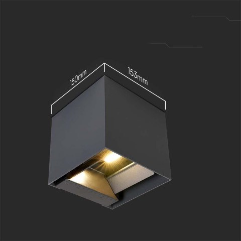 Oprawa ścienna solarna V-TAC 9W LED COB regulowana czarna kostka 15x15cm IP65 VT-11109 4000K 860lm