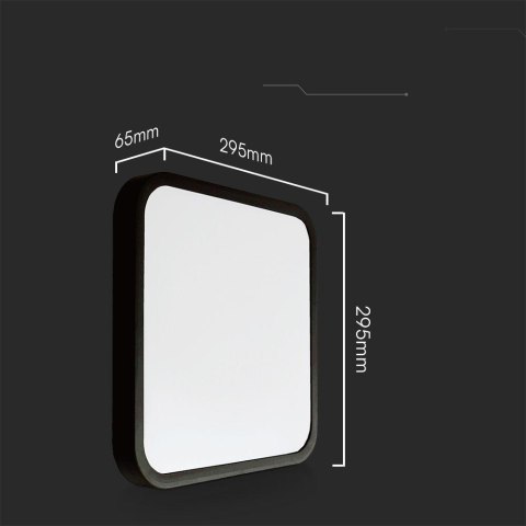 Oprawa sufitowa plafoniera V-TAC 18W LED SAMSUNG CHIP kwadrat 30x30cm natynkowy pilot czujnik ruchu IP44 czarny VT-8618S 4000K 1