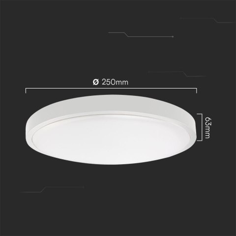 Oprawa sufitowa plafoniera V-TAC 18W LED SAMSUNG CHIP okrągły 25cm natynkowy IP44 biały VT-8618 6500K 1830lm 5 lat gwarancji