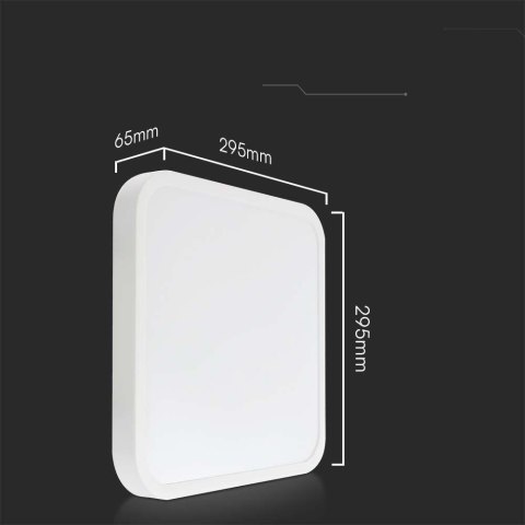 Oprawa sufitowa plafoniera V-TAC 18W LED kwadrat 30x30cm natynkowy pilot czujnik ruchu IP44 biały VT-8618S 4000K 1830lm