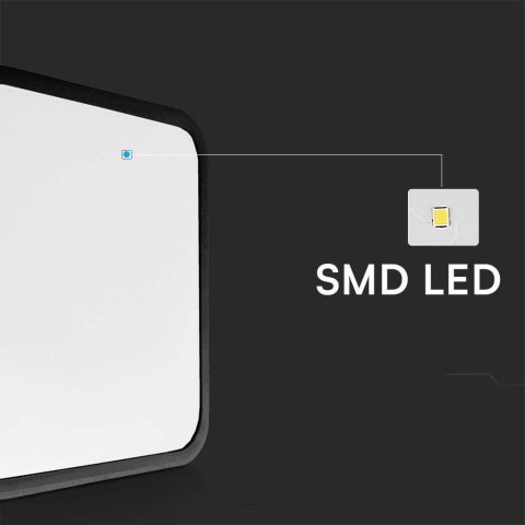 Oprawa sufitowa plafoniera V-TAC 24W LED kwadrat 30x30cm natynkowy IP44 czarny VT-8624B 4000K 2500lm