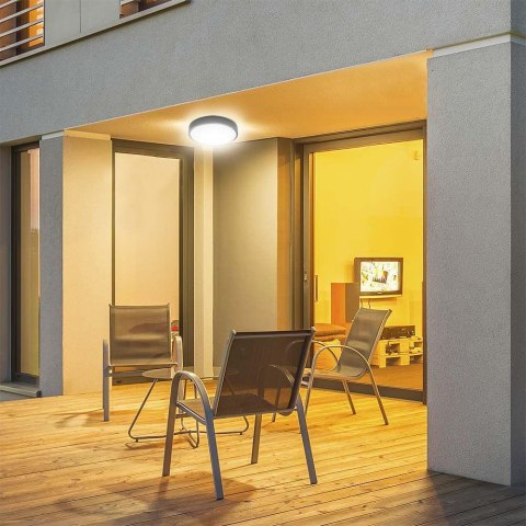 Oprawa sufitowa plafoniera V-TAC 24W LED okrągły 30cm natynkowy IP44 czarny VT-8624B 4000K 2500lm