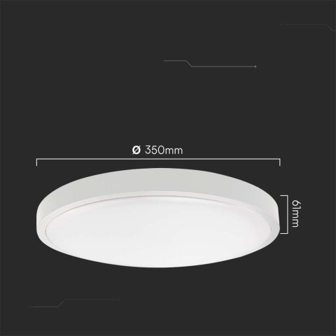 Oprawa sufitowa plafoniera V-TAC 24W LED okrągły 35cm natynkowy pilot czujnik ruchu IP44 biały VT-8624S 3000K 2500lm