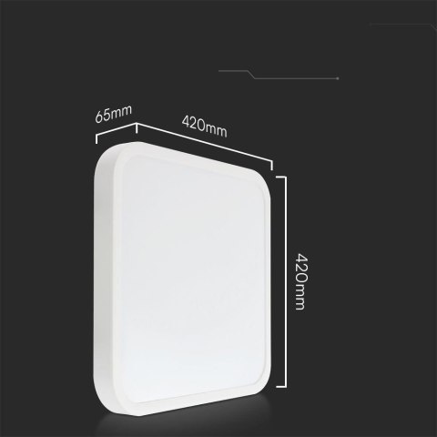 Oprawa sufitowa plafoniera V-TAC 36W LED SAMSUNG CHIP kwadrat 42x42cm natynkowy pilot czujnik ruchu IP44 biały VT-8630S 4000K 38