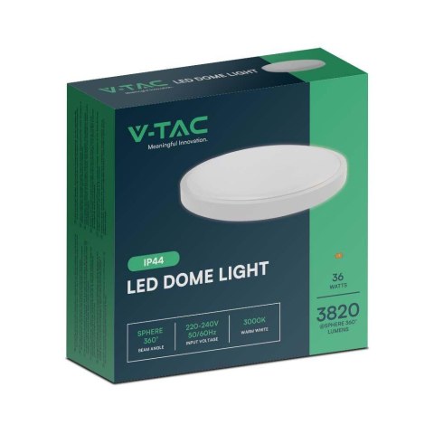 Oprawa sufitowa plafoniera V-TAC 36W LED okrągły 35cm natynkowy IP44 biały VT-8630 4000K 3820lm