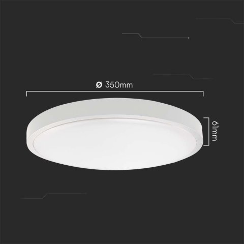 Oprawa sufitowa plafoniera V-TAC 36W LED okrągły 35cm natynkowy IP44 biały VT-8630 4000K 3820lm