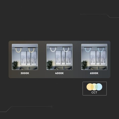 Oprawa szynoprzewód magnetyczny 48V V-TAC 23W LED CCT 30st smart 200cm WI-FI tracklight czarna VT-42024 2700K-6400K 2810lm 3 lat