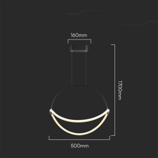 Oprawa zwieszana V-TAC 16W LED 50cm czarna VT-10125 3000K 1920lm