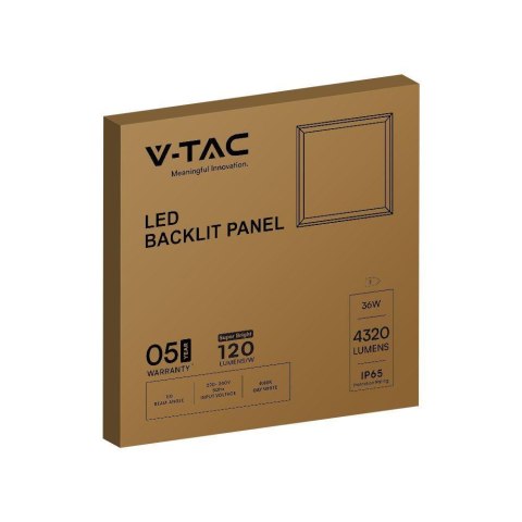 Panel LED V-TAC 36W 60x60 LED backlight hermetyczny IP65 120Lm/W VT-6235 4000K 4320lm 5 lat gwarancji