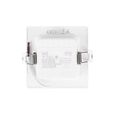 Panel wpuszczany downlight V-TAC 3W LED SAMSUNG CHIP kwadrat 90x90mm VT-61003SQ-S 6500K 330lm 5 lat gwarancji