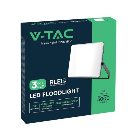 Naświetlacz LED V-TAC 30W LED 3w1 CCT 100Lm/W mleczny klosz VT-44036CCT 3000-4000K-6500K 3000lm