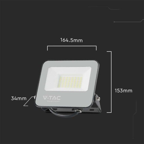 Naświetlacz LED V-TAC 30W czarny 160Lm/W VT-44031 6500K 4800lm 5 lat gwarancji