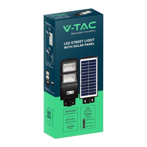 Naświetlacz oprawa uliczna LED solarna V-TAC 8W czarny VT-ST120W 6000K 1000lm