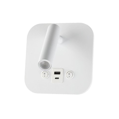 Oprawa LED V-TAC 8W COB CREE kinkiet biały hotel łóżko USB+USB C włącznik VT-80068-W 3000K 830lm 2 Lata gwarancji
