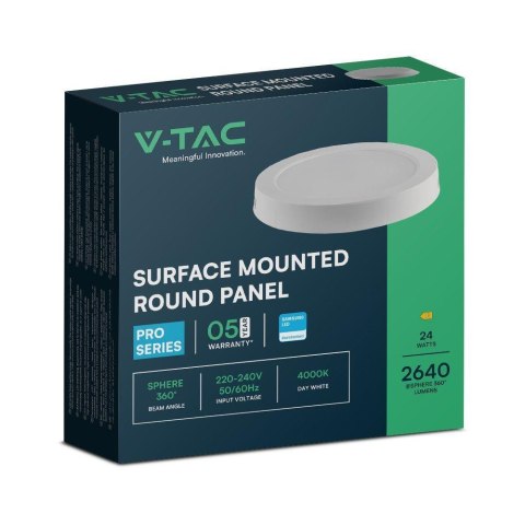 Panel natynkowy downlight V-TAC 24W LED SAMSUNG CHIP okrągły 288x31mm VT-60024RD-S 4000K 2500lm 5 lat gwarancji