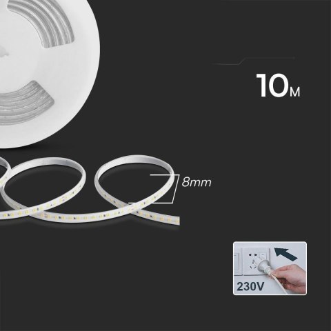 Taśma LED 230V V-TAC rękaw IP65 120LED/m 10,5W/m rolka 10mb VT-2835 121-10M 4000K 1000lm