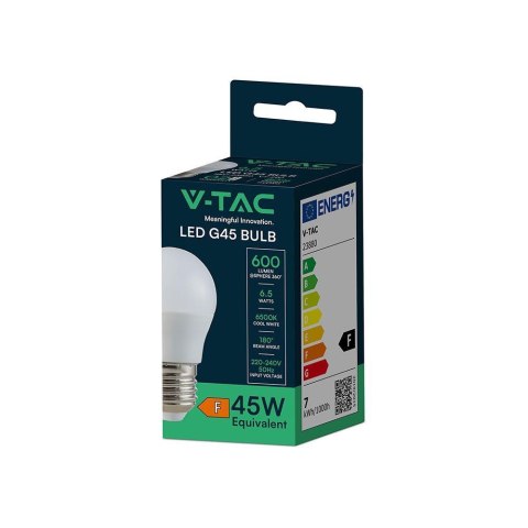 Żarówka LED V-TAC 6.5W E27 kulka G45 VT-290-N 6500K 600lm