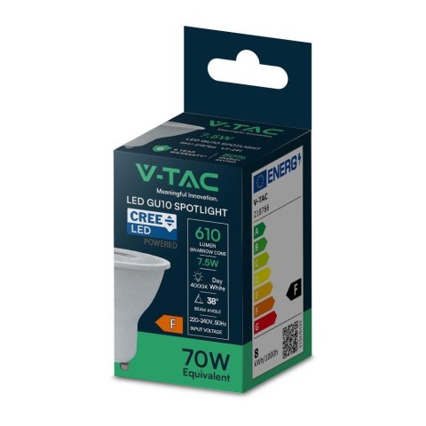 Żarówka LED V-TAC CREE CHIP GU10 7,5W 38st VT-291 4000K 610lm 6 lat gwarancji